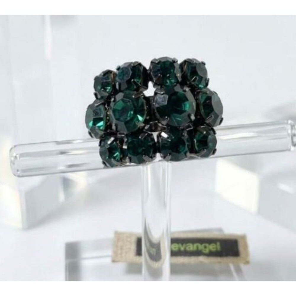 Lee Angel Neiman Marcus Emerald Crystal Cocktail Ring Sz 6 NWT 198